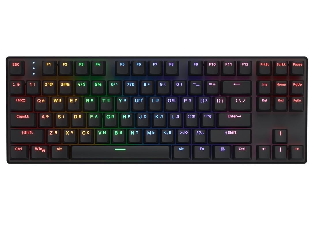 Клавіатура механічна ігрова бездротова HATOR HTK287UA Icefall Mecha TKL Wireless Rainbow Black - фото 1