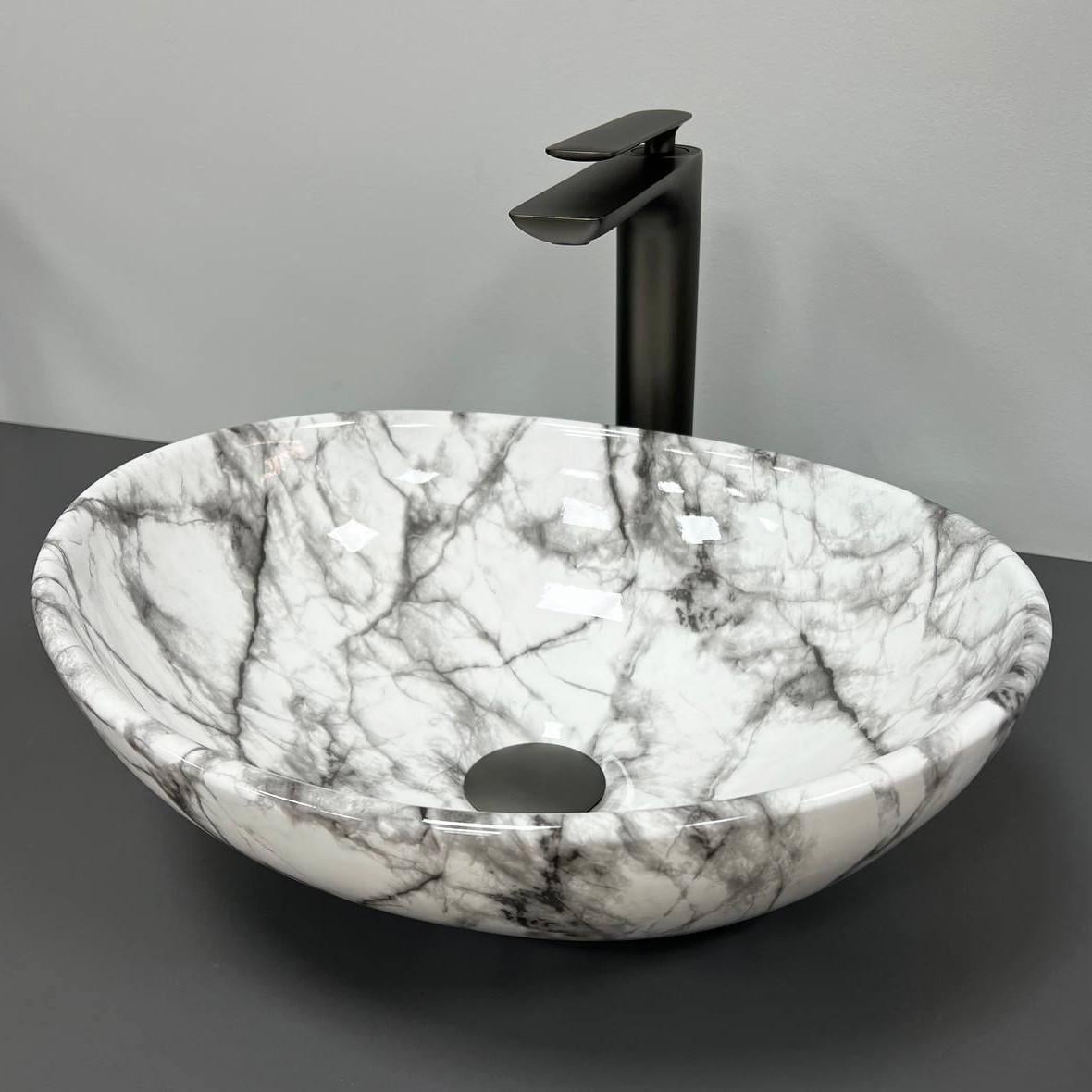 Умывальник накладной VBI PARMA STATUARIO Black Veins Glossy (2808389751)