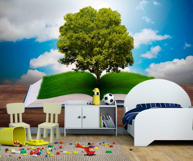 Фотообои 3D для детской комнаты Дерево в книге