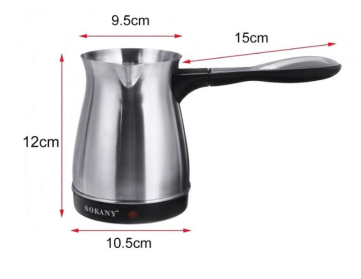 Турка електрична Sokany SK-214 600 Вт 500 мл Сріблястий - фото 2 Турка електрична Sokany SK-214 600 Вт 500 мл Сріблястий - фото 2