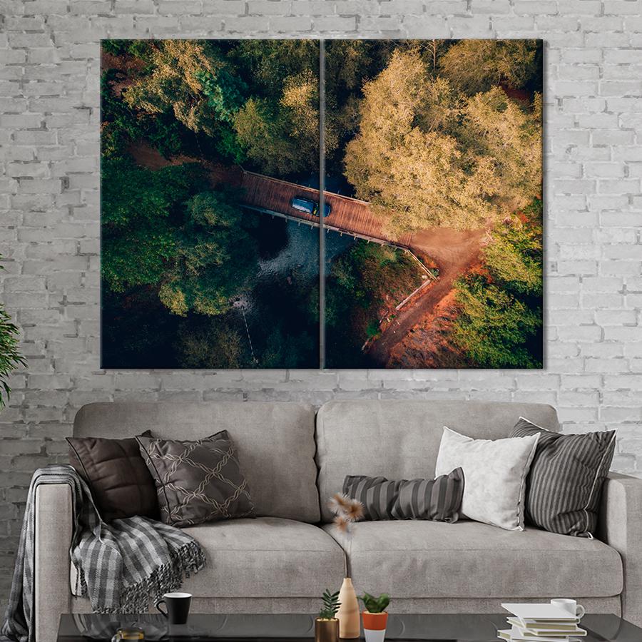 Картина природа Мост через реку вид сверху 71x51 см (A1138-2)