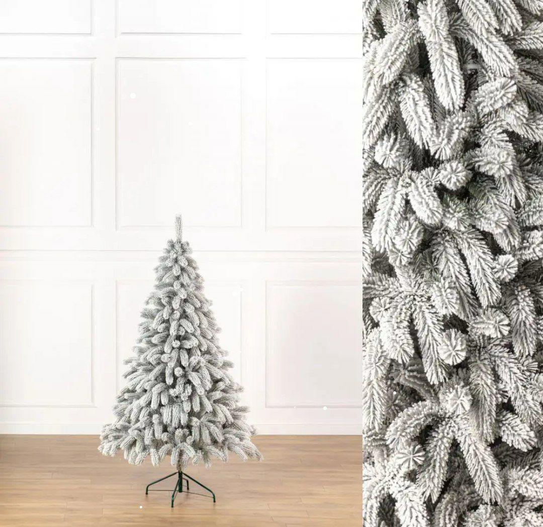 Штучна ялинка засніжена лита Буковельська з металевою підставкою 1,80 м Білий (NYT15071) - фото 3