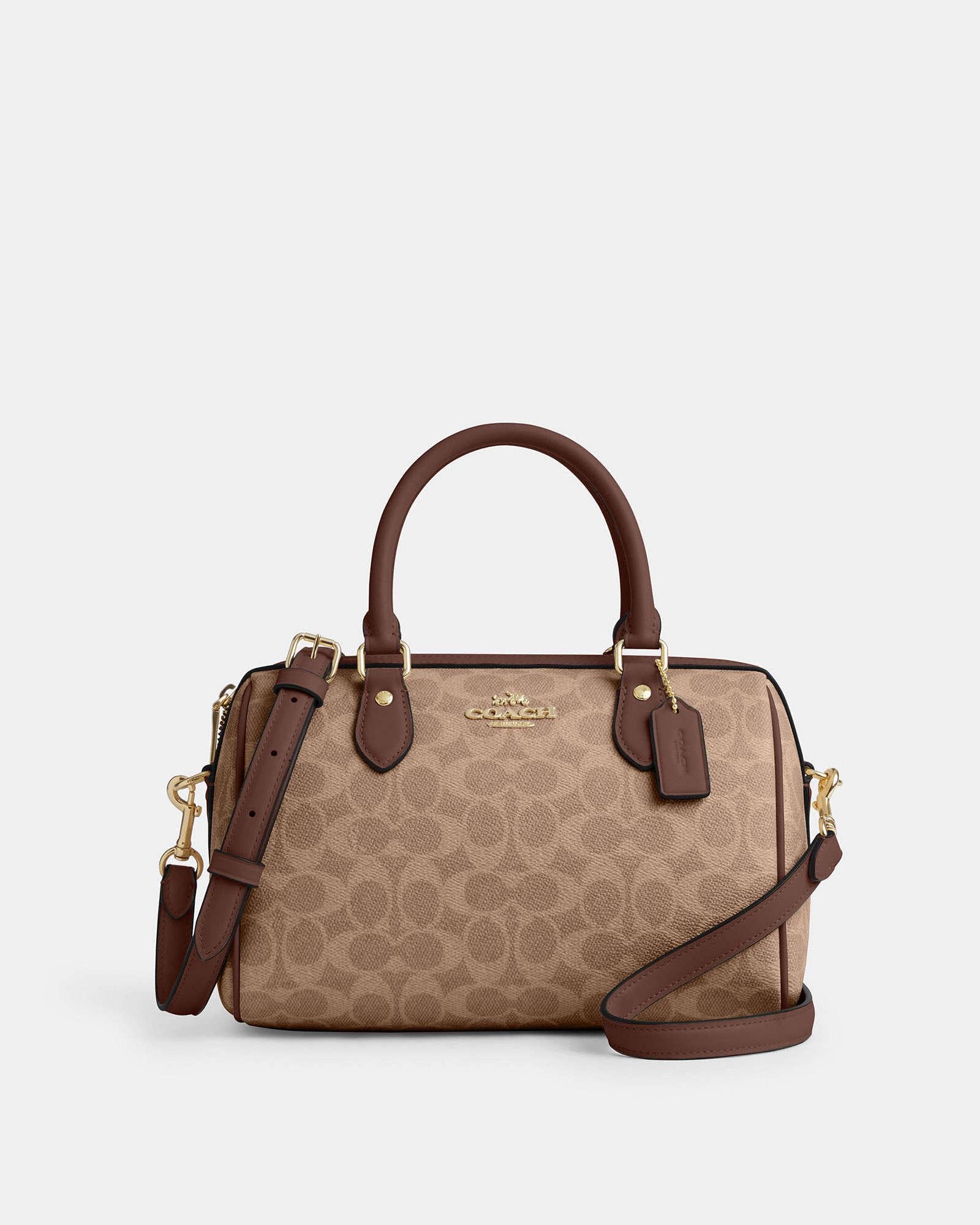 Сумка жіноча Coach Rowan Satchel Bag In Signature Canvas Бежевий (37023674)