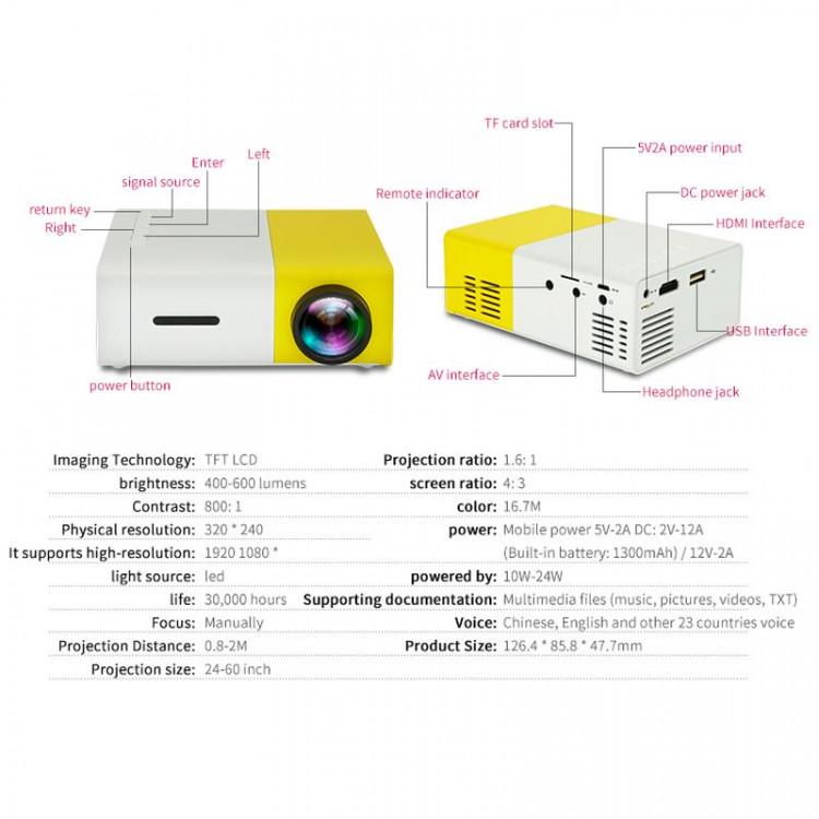 ᐉ Проектор портативный Led Projector YG300 мультимедийный с динамиком ...