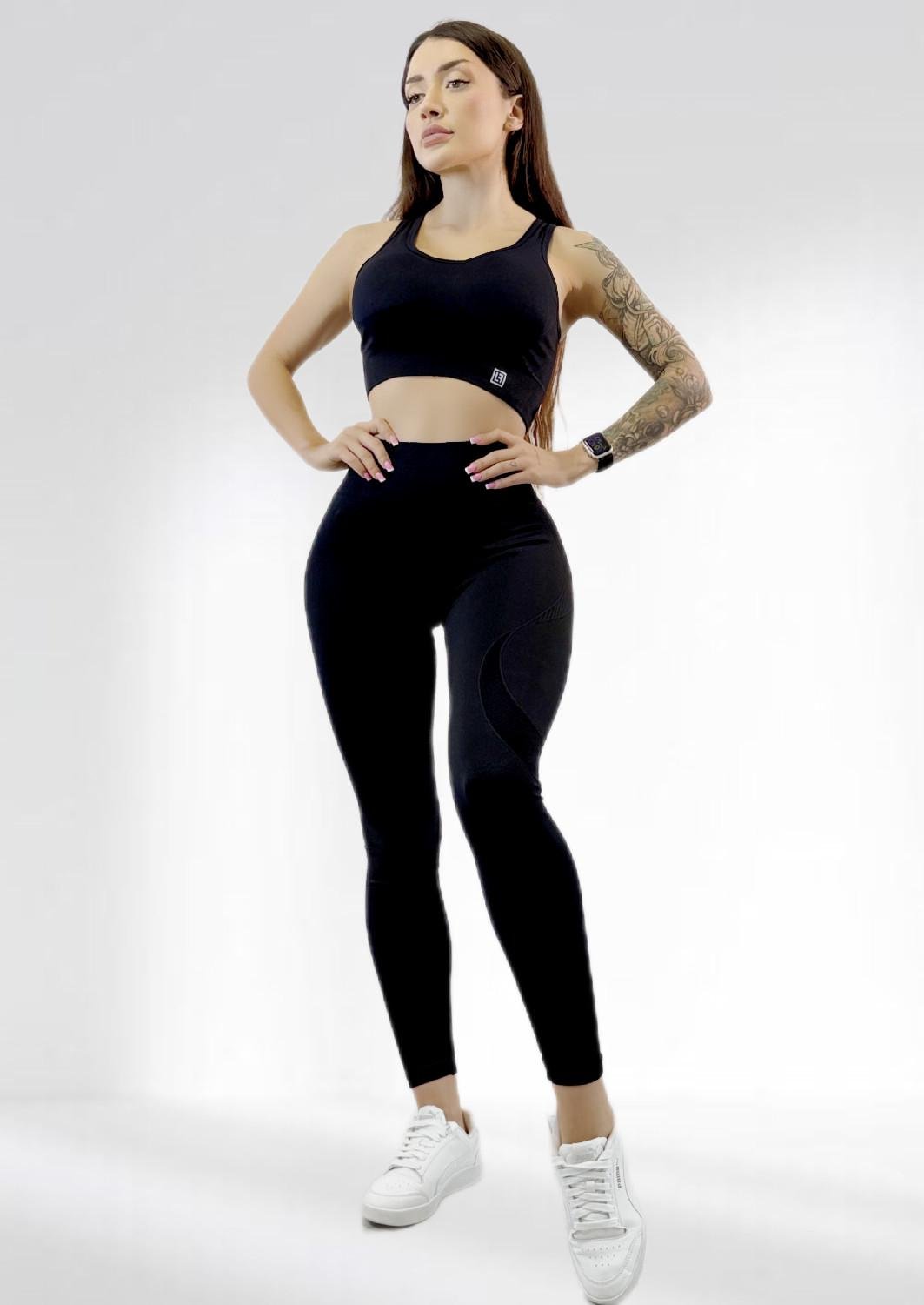 Костюм для фитнеса женский LILAFIT лосины пуш-ап/топ L Черный (LFS000105) Костюм для фитнеса женский LILAFIT лосины пуш-ап/топ L Черный (LFS000105)