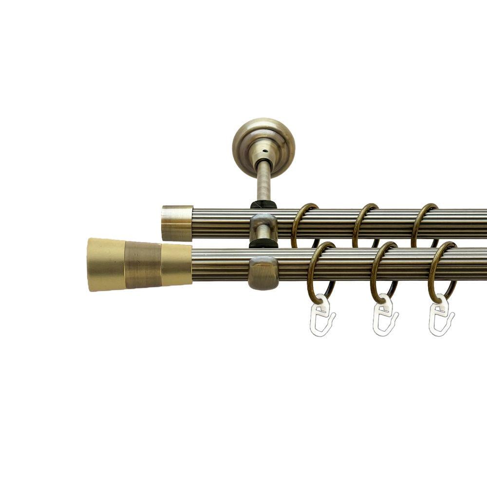 Карниз Orvit Валео металевий дворядний відкритий рифлена труба кільце металеве 19/19 мм 300 см Антик (00-00022080)