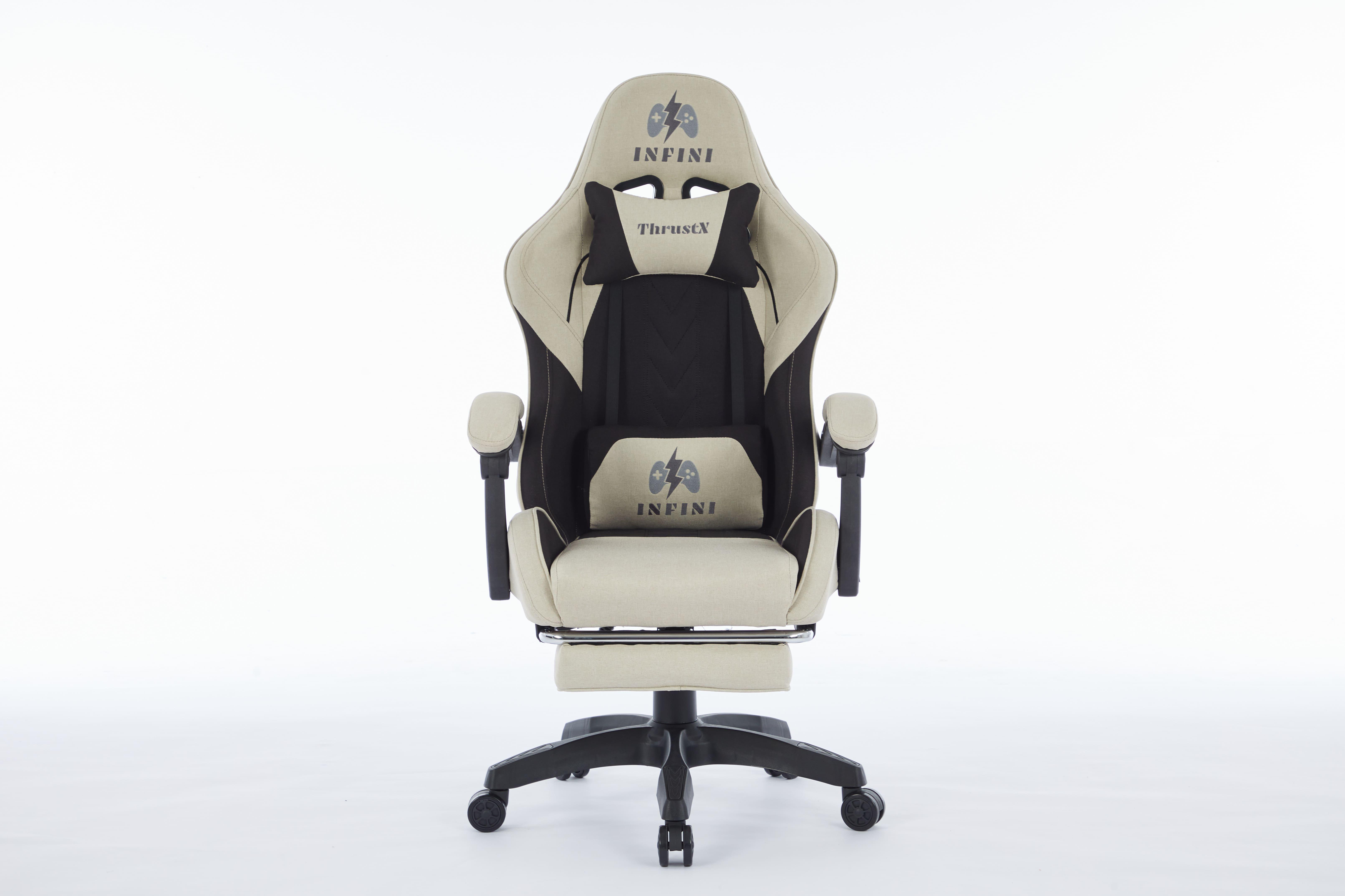 Комп'ютерне крісло з тканини INFINI ThrustX Бежевий/Чорний (23505655) - фото 2
