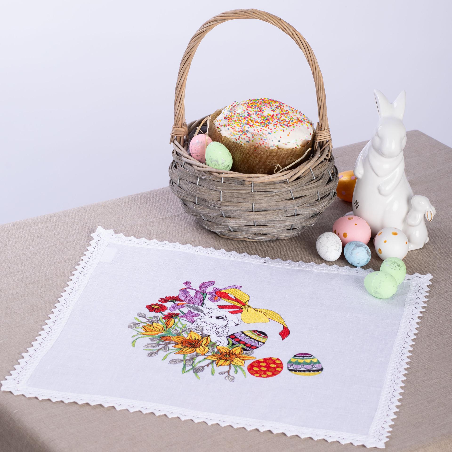 Серветка великодня Кролик Едельвіка 40х40 см Білий (139-19/09)