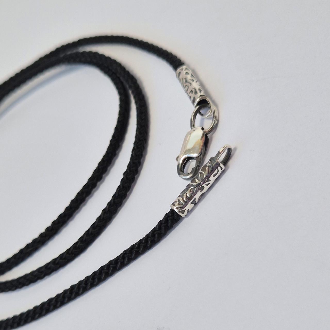 Шнурок на шию товщина 2 мм срібло 925 проби чорнене 2,18 г 45 см Чорний (кс0320рт)