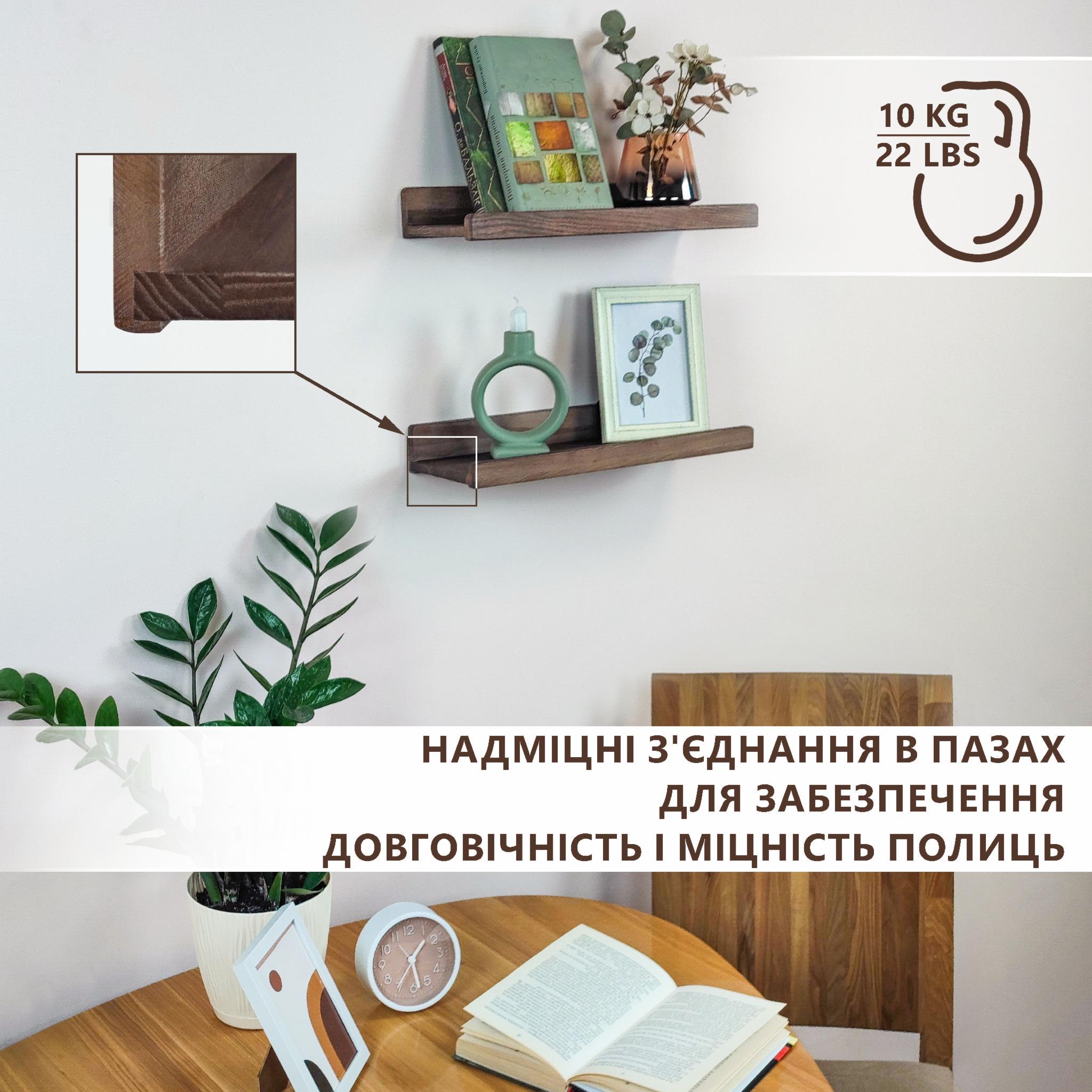 Полки навесные U-форма 40х13,6х5,6 см Американский орех (100065) - фото 2 Полки навесные U-форма 40х13,6х5,6 см Американский орех (100065) - фото 2