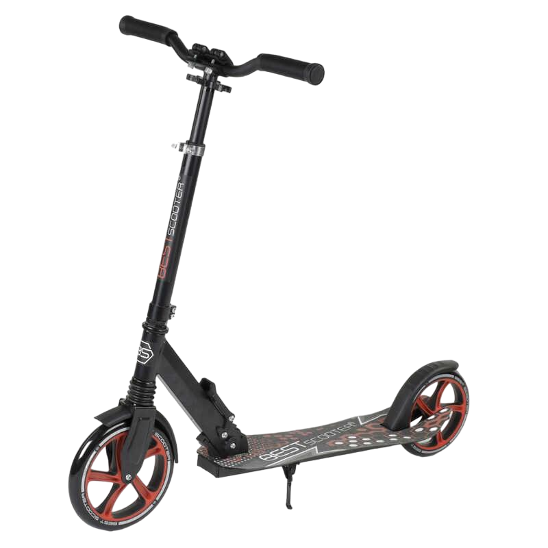 Самокат детский Best Scooter с PU колесами зажимом руля/1 амортизатором Black/Red (88914)