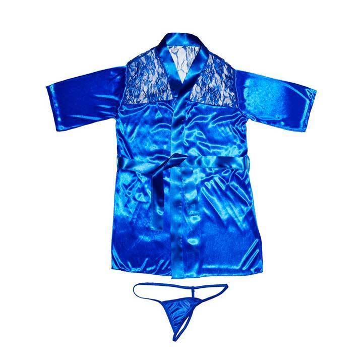 Халат із витонченим мереживом XS/S/M Синій (K0748-3) - фото 3 Халат із витонченим мереживом XS/S/M Синій (K0748-3) - фото 3