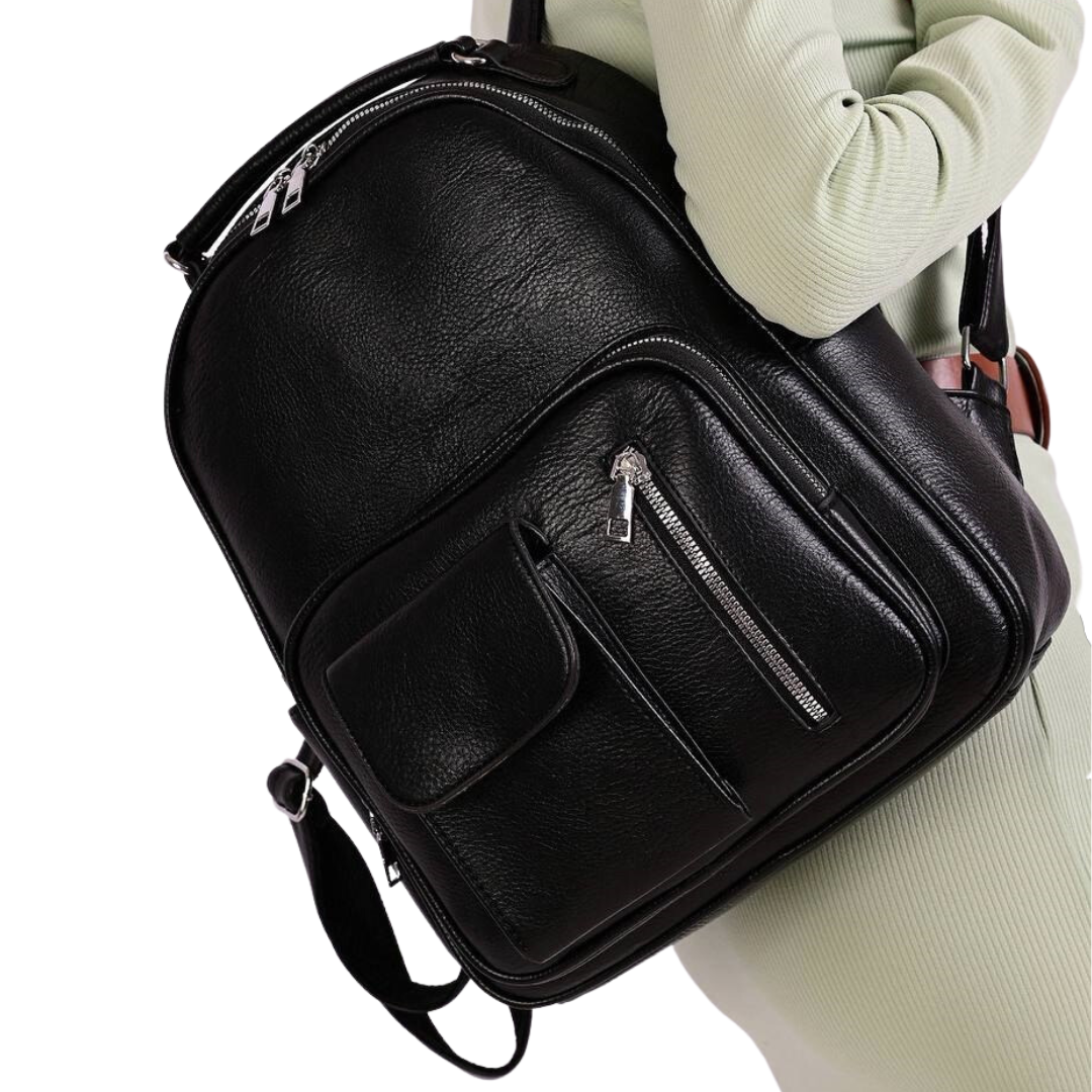 Рюкзак женский из экокожи черный 34х29х11 (12409095)