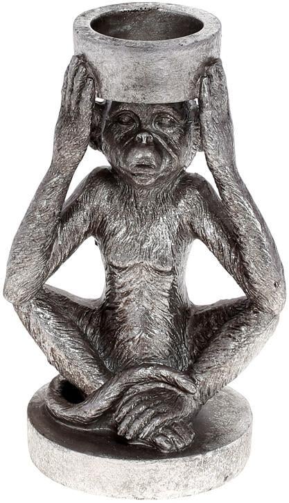Подсвечник декоративный Giorgi Обезьяна 11х8,5х17 см Серебристый