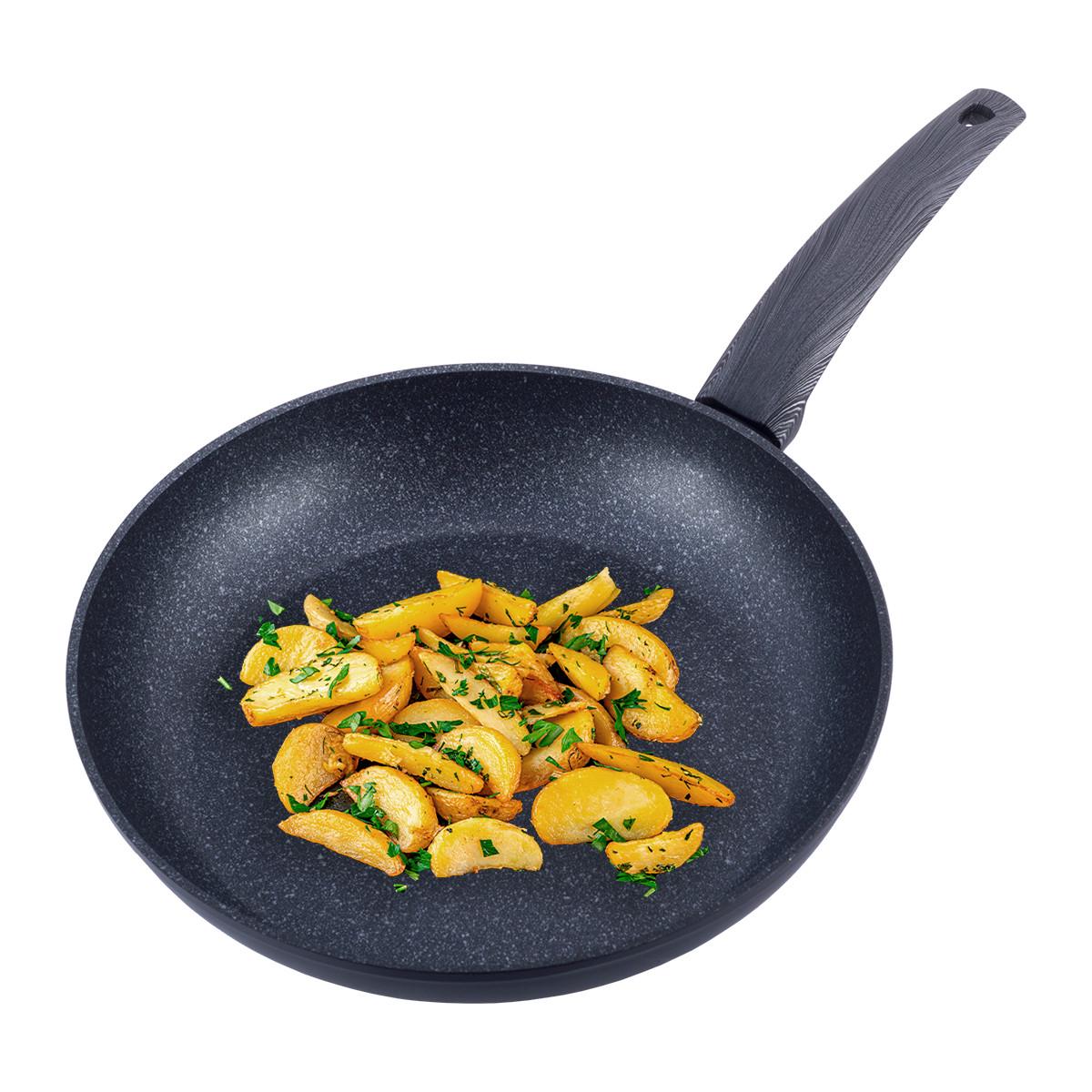 Сковорода Kamille KM-4123 алюминиевая с антипригарным покрытием Black marble 28 см (1677428352)