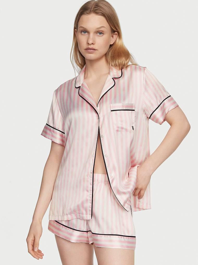 Піжама жіноча Victoria's Secret Satin Short Pajama Set сатинова S Рожевий (13786818)