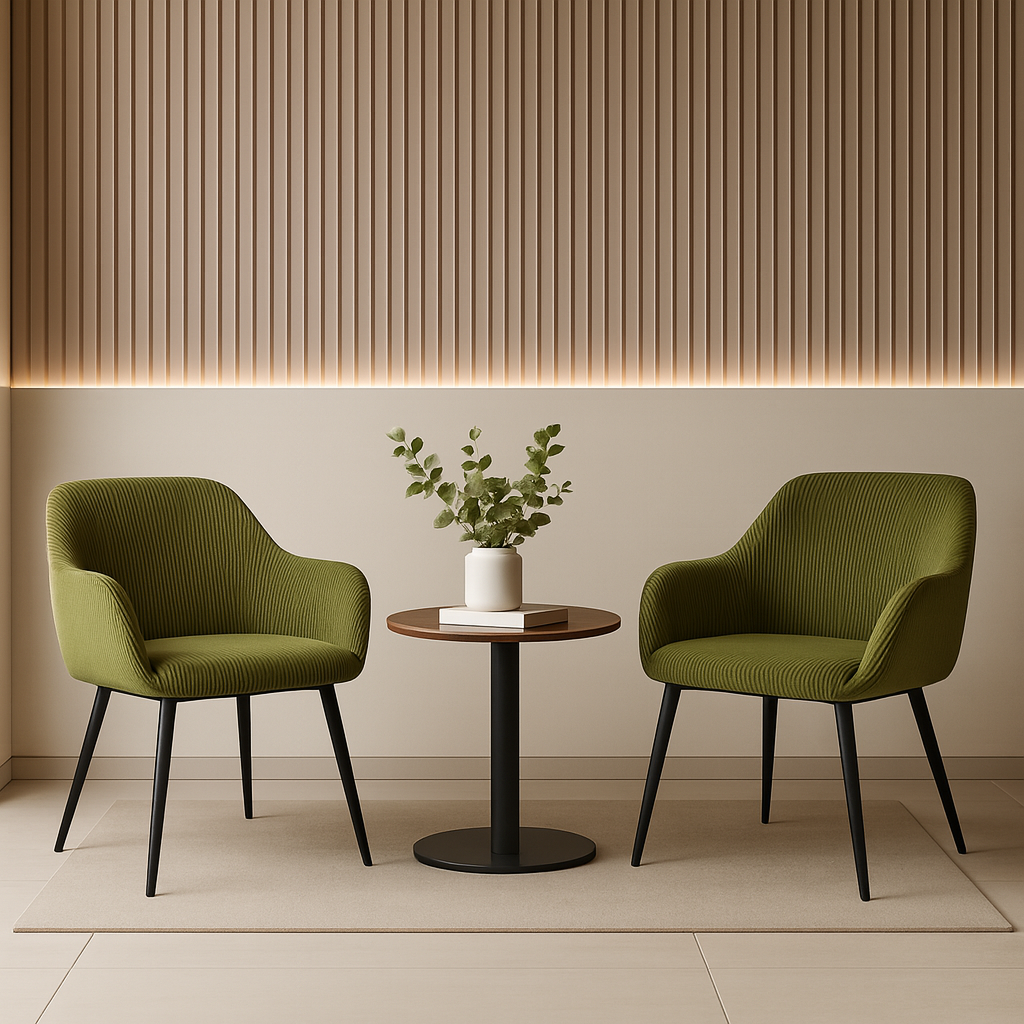 Комплект обідніх стільців Лінн М-240 2 шт. з підлокітниками вельвет 850х580х580 мм. Ігуана/Чорний