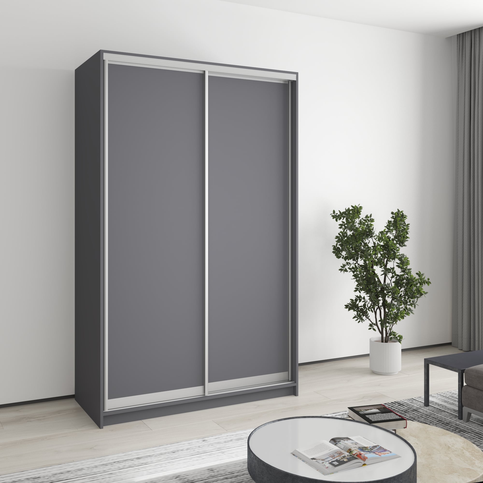 Шкаф-купе двухдверный Mebel Star Стандарт AL MBS-2255 130х45х210 см Антрацит (1003209)