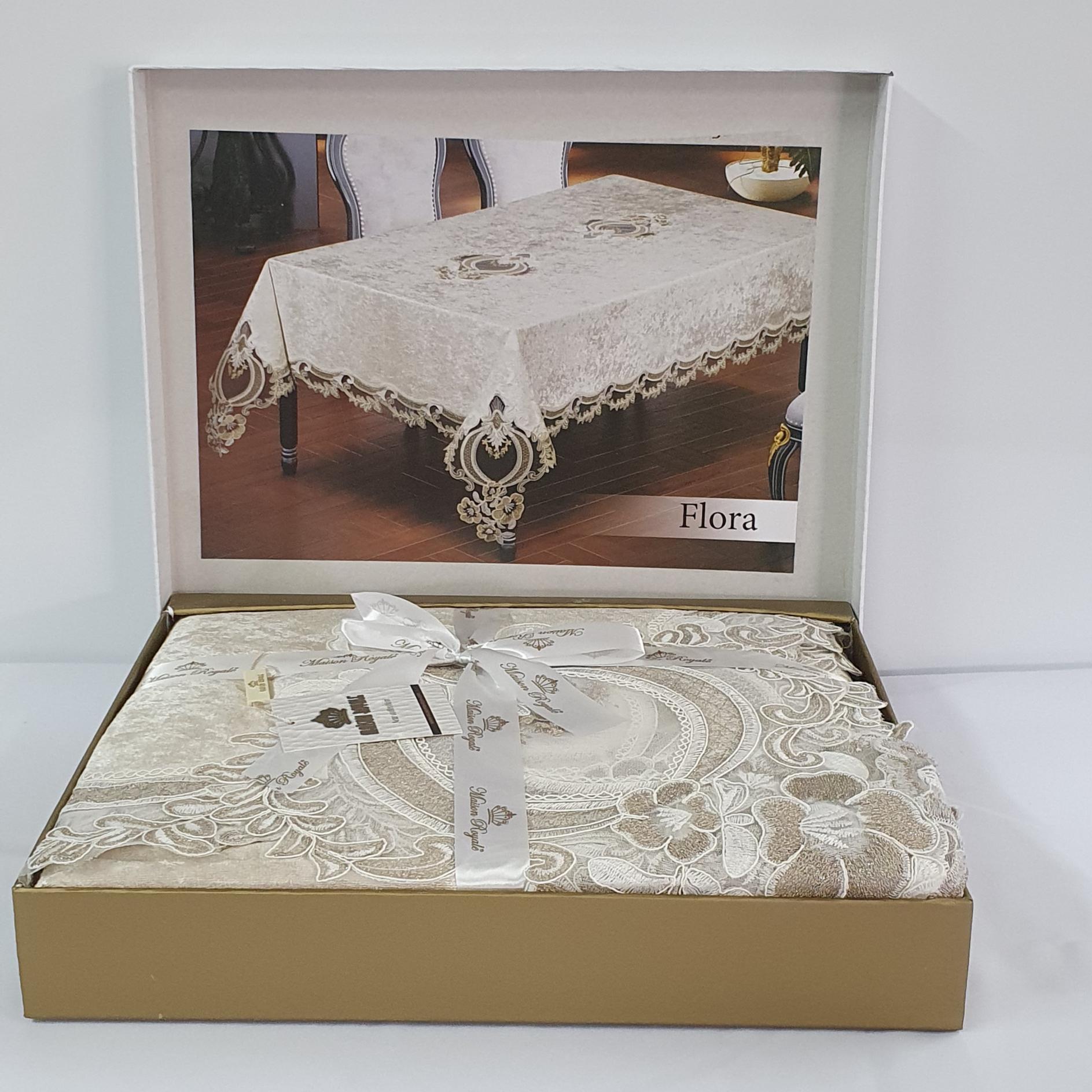 Скатерть велюровая Maison Royale 160x260 Flora Cappucino (CN6327)