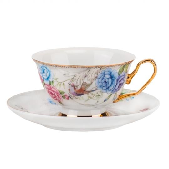 Кружка с блюдцем Elisey Royal Sip керамическая 200 мл Белый с золотым (135-81-9217-009)