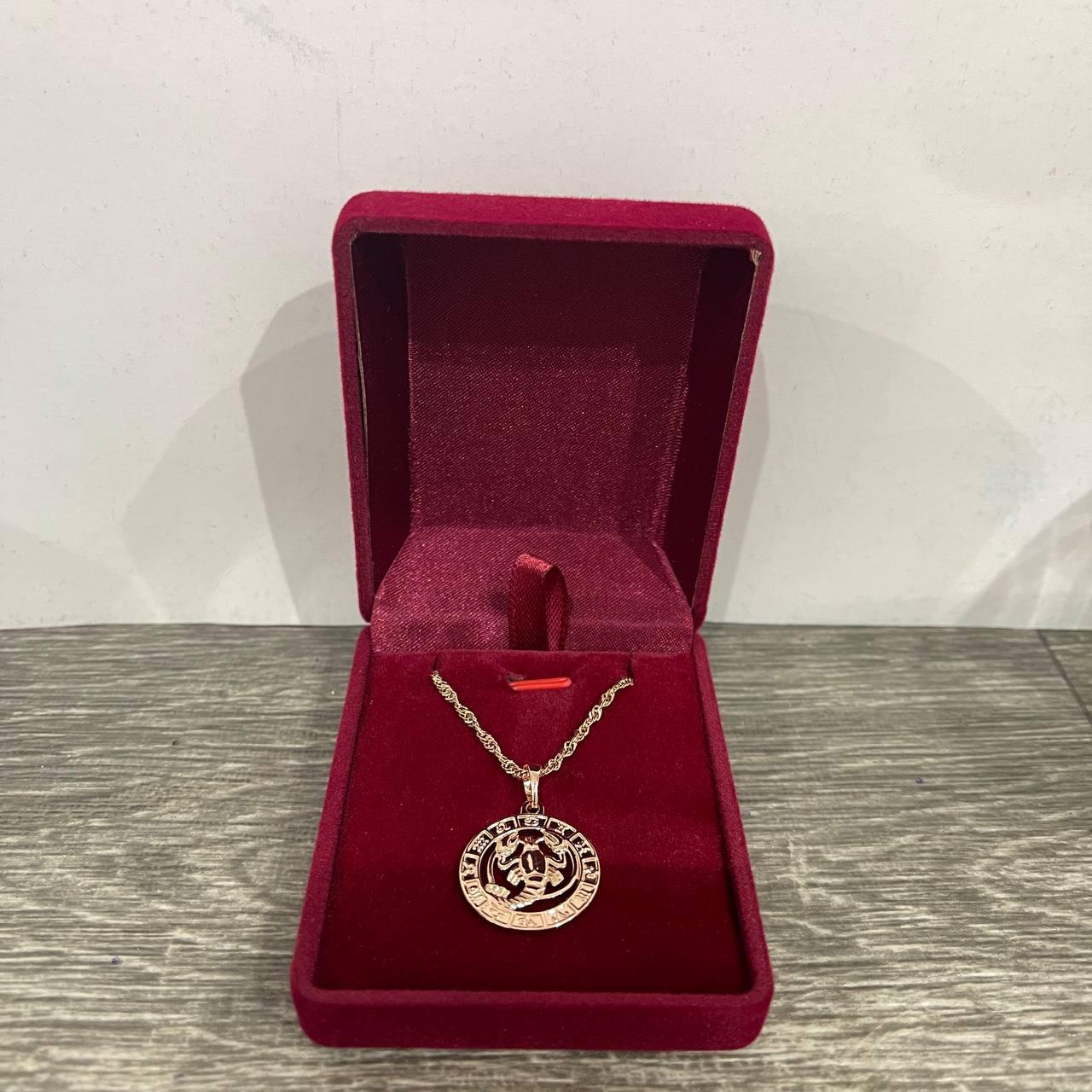 Кулон зодіаку знак Рак в оправі зодіакальний ореол 20 мм на ланцюжку 45 см ювелірний сплав Золотистий (1875427778)