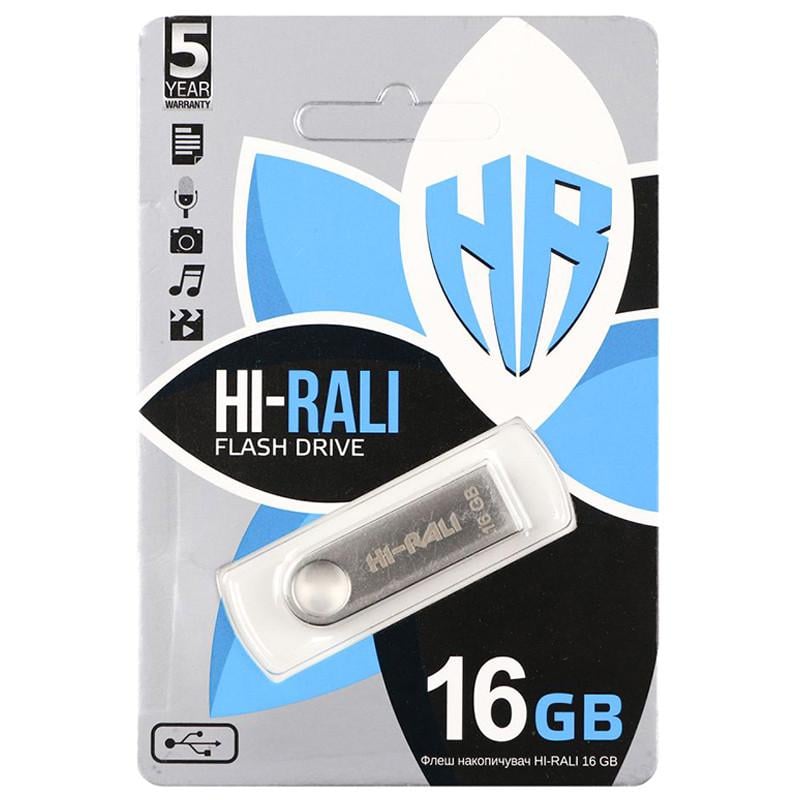 Флеш-накопичувач USB 3,0 Hi-Rali Shuttle 16 GB Сріблястий (00000075073_1)