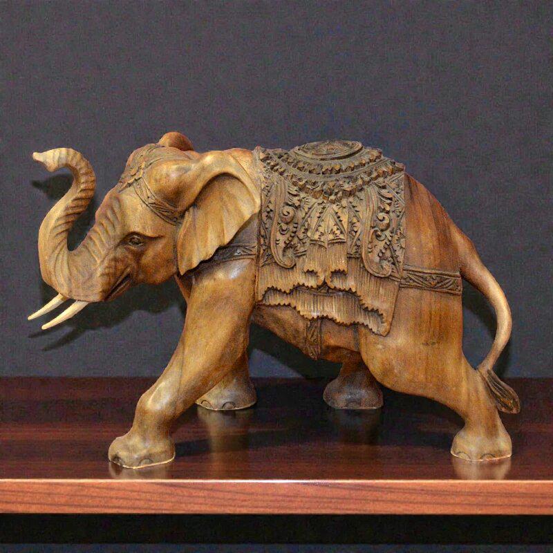 Статуэтка резная Слон с ковриком из тикового дерева 43х31х22 см (FS-001)