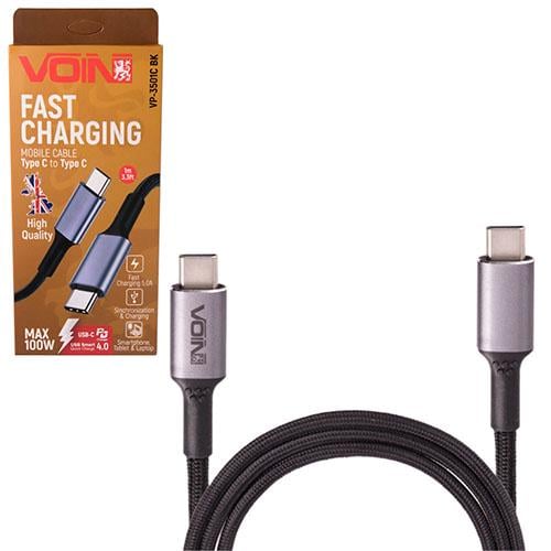 Кабель Voin Type C TypeC 5А/20V QC4.0/PD 1 m быстрая зарядка/передача данных Black
