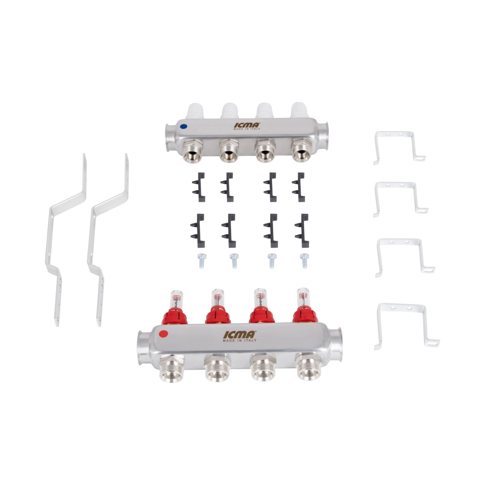Коллектор ICMA №К073 из нержавеющей стали распределительный с расходомером 1" 4 выхода (SD00053337) - фото 8