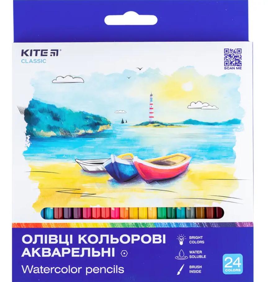 Олівці кольорові акварельні KITE Classic 24 кольори