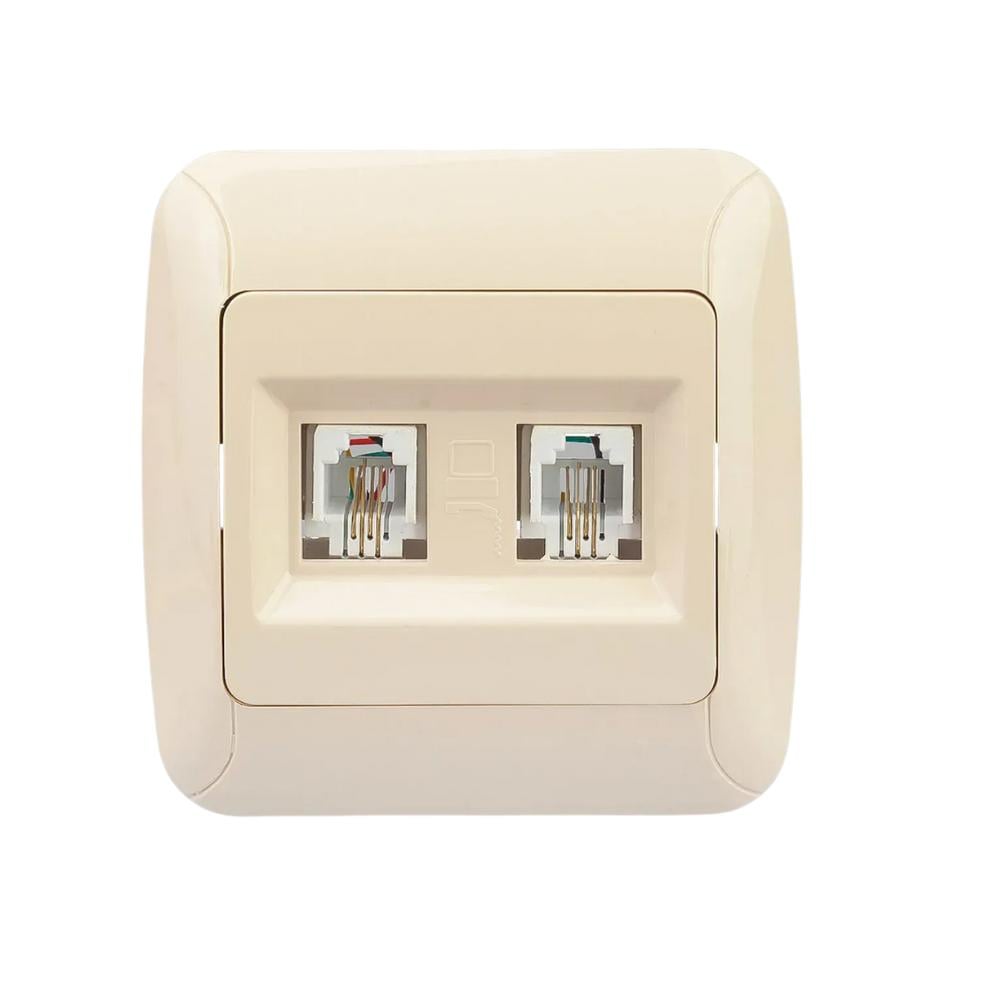Розетка телефонна подвійна Gunsan Fantasy 1231200000121 cat3 Кремовий Розетка телефонна подвійна Gunsan Fantasy 1231200000121 cat3 Кремовий