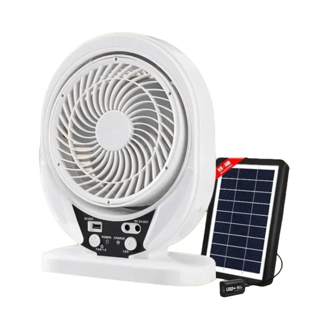 Вентилятор настільний 4в1 на сонячній батареї Andowl Q-FS930X1 USB павербанк/нічник/зарядна станція Білий (1733d12d)