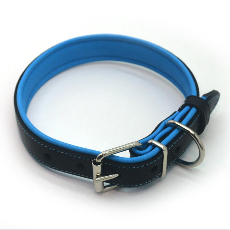 Нашийник для собак Zoo-hunt шкіряний подвійний ОД Soft 2,5/36-46 см Чорний/Блакитний