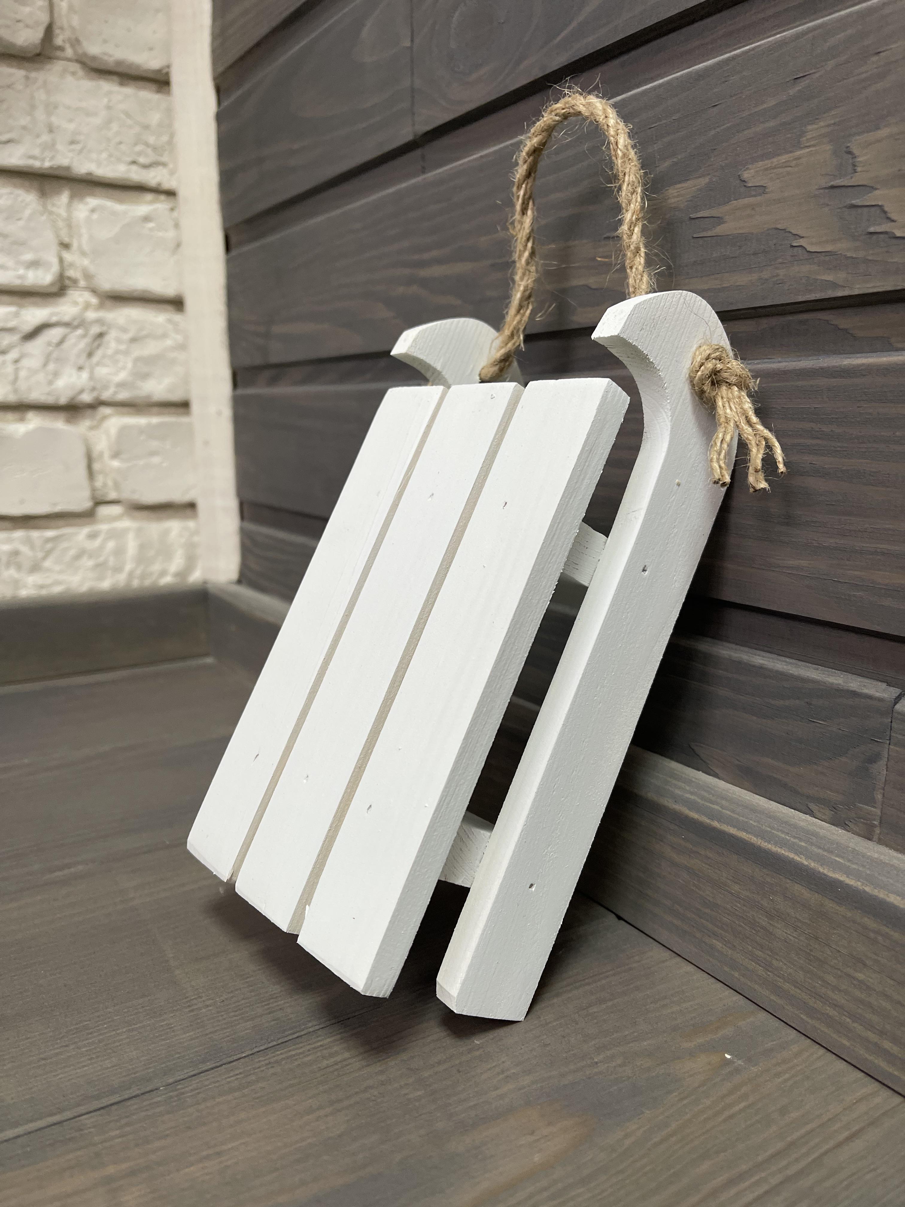 Санки декоративные деревянные 21х10 см Белый (108) - фото 2