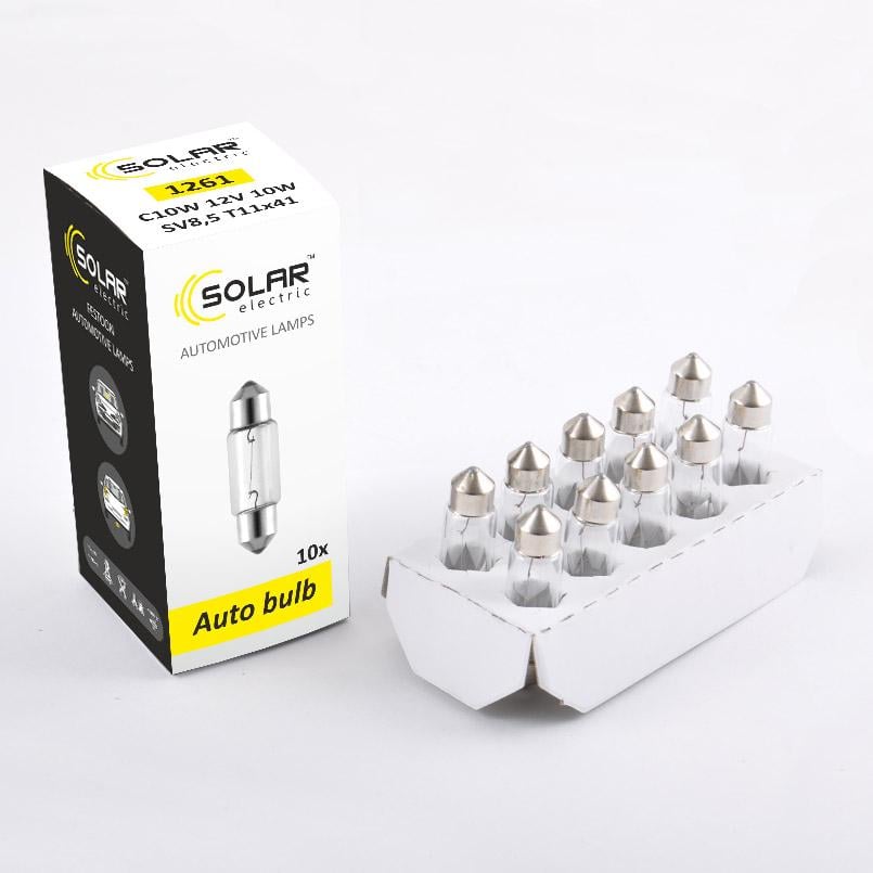 Лампа галогеновая Solar C10W T11x41 12V (1261)