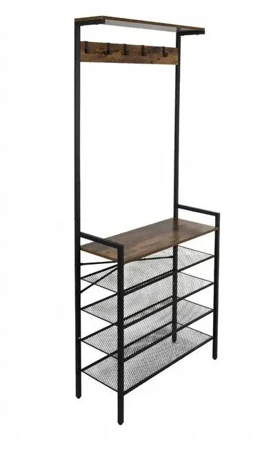 Полка напольная с вешалкой Ruhhy 27035 4 полки 5 крючков стиль лофт (27035)