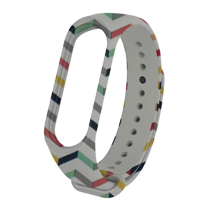 Ремешок для смарт-часов Xiaomi Mi Band 4/3 MiJobs с рисунком силиконовый Саржа/Серый (2138P)