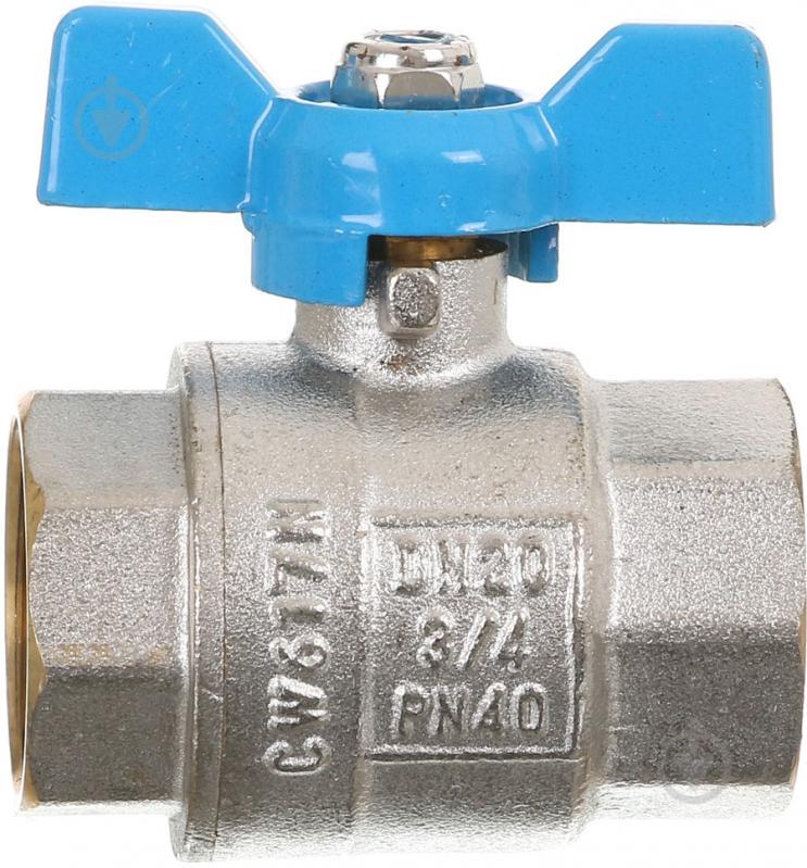 Кран шаровой Gross Optimal DN20 3/4" В-В для воды ручка бабочка Синий (005780)