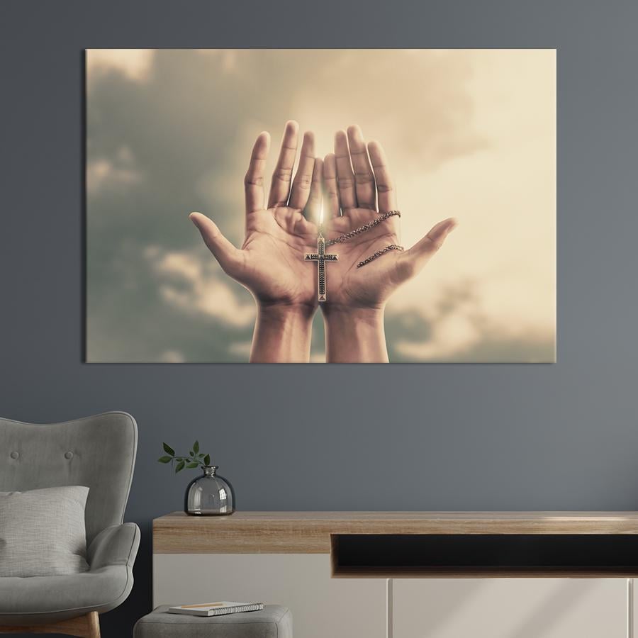 Настенний декор Молящиеся руки с крестом 120x80 см (1810-1)