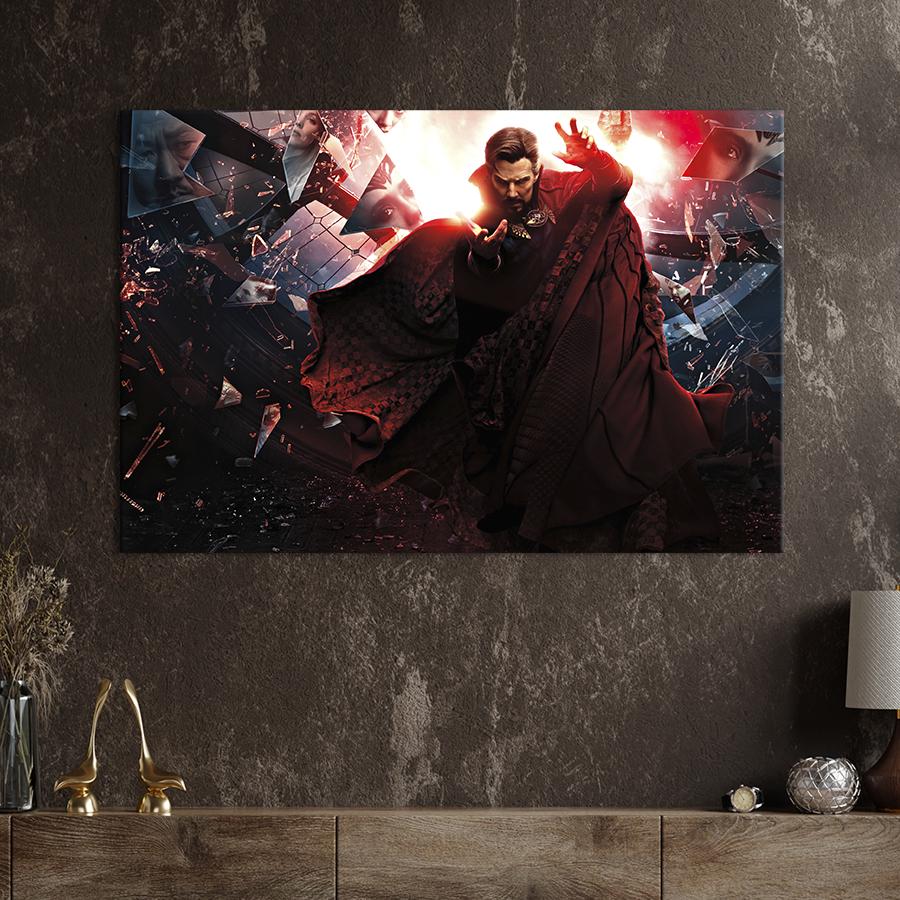 Настенный декор картина на холсте для интерьера Доктор Стрэндж: В мультивселенной безумия 80x54 см (706-1)