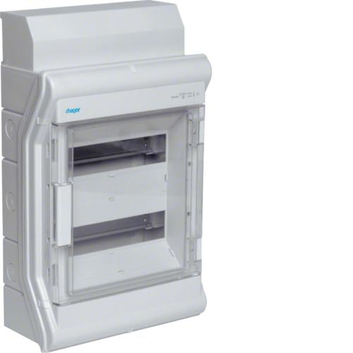 Щит Hager VECTOR розподильчий на 24/28 модулей накладной с прозрачными дверцами IP65 (VE212DN)