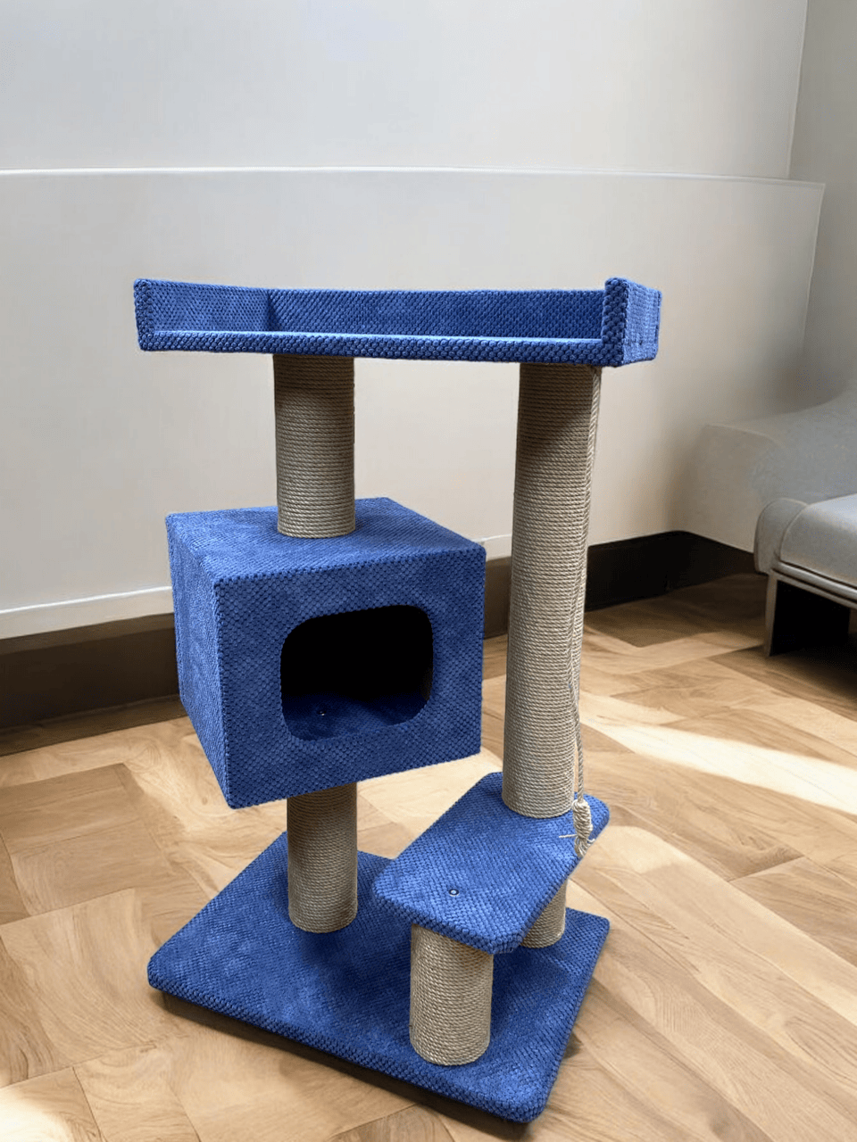 Игровой комплекс когтеточка с лежанкой и подушкой 95x40x60 см Синий (21706954)