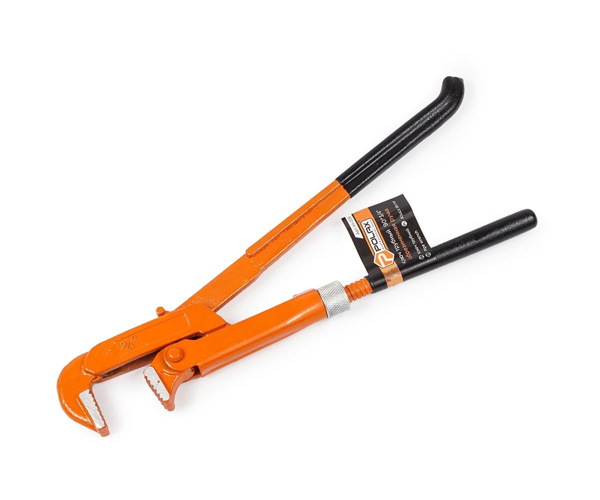 Ключ трубный Polax 90° 3/4" прорезиненные рукоятки (44-006)