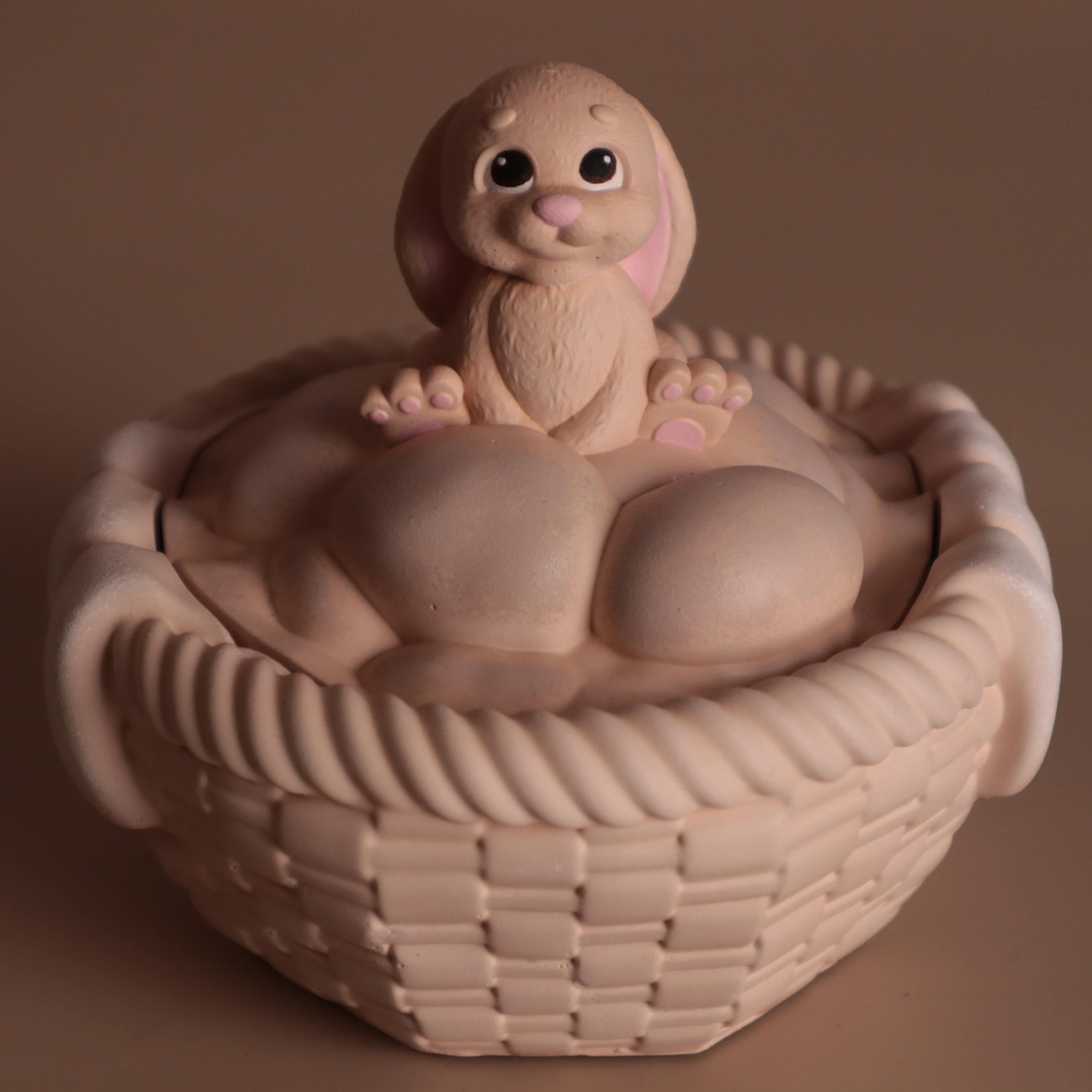 Аромасвічка соєва Wax Harmony Ваніль у гіпсовому кашпо Кошик з Кроликом Бежевий (1000101)