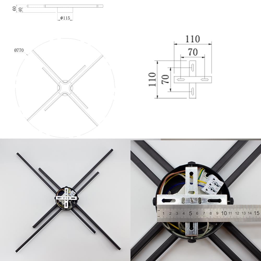 Люстра управляемая светодиодная ESLLSE ESTA 70 Вт 4L 770x60 мм Черный (10586) - фото 8