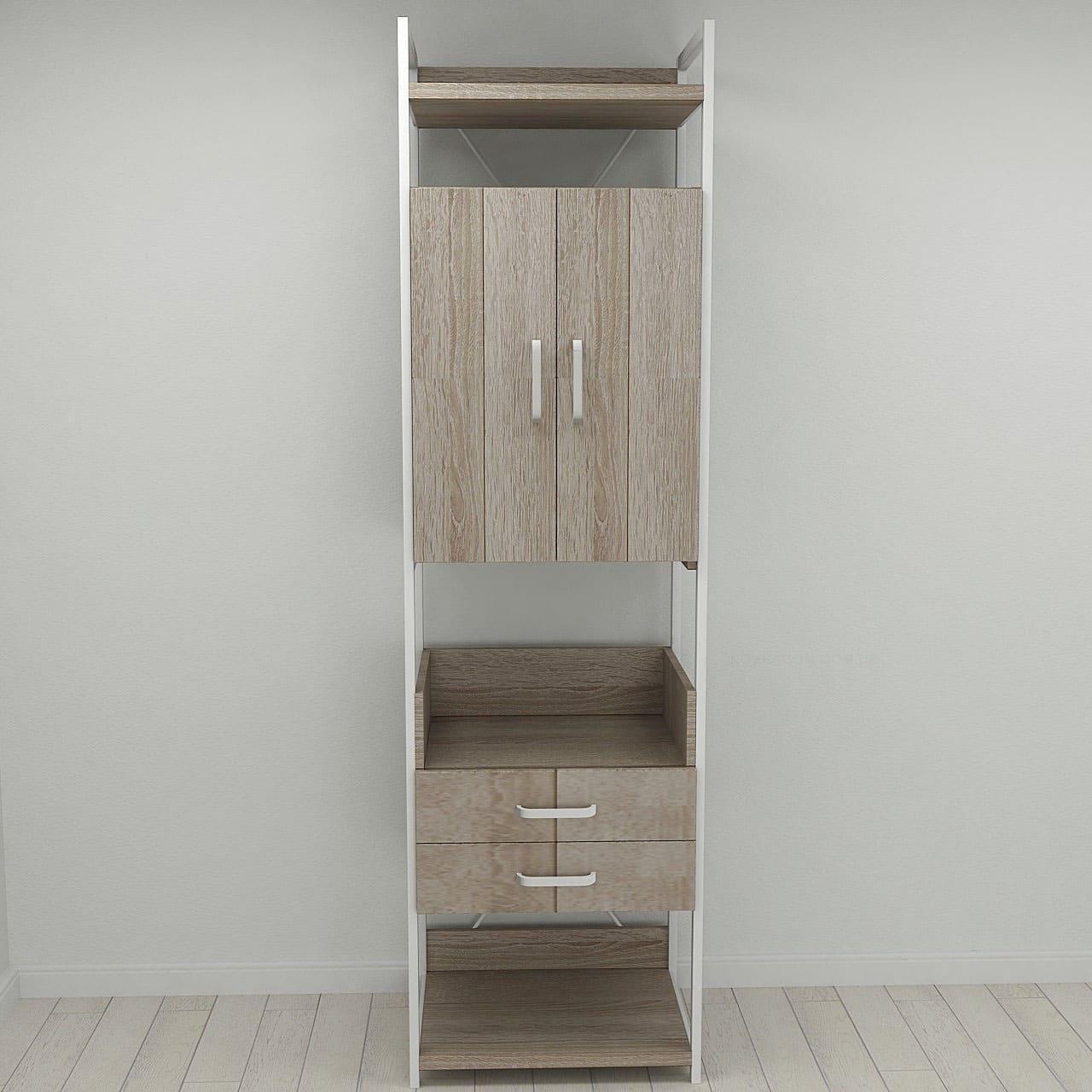 Шафа Ferrum-decor Гардероб Уні секція 5 серії Конект метал/ДСП 32 мм 220x60x50 см Білий/Дуб Сонома Трюфель (FRD-104522)