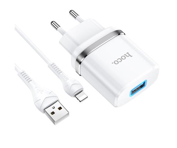 Устройство сетевое зарядное Hoco N1 USB 2,4 A Lightning 1 м Белый - фото 2 Устройство сетевое зарядное Hoco N1 USB 2,4 A Lightning 1 м Белый - фото 2