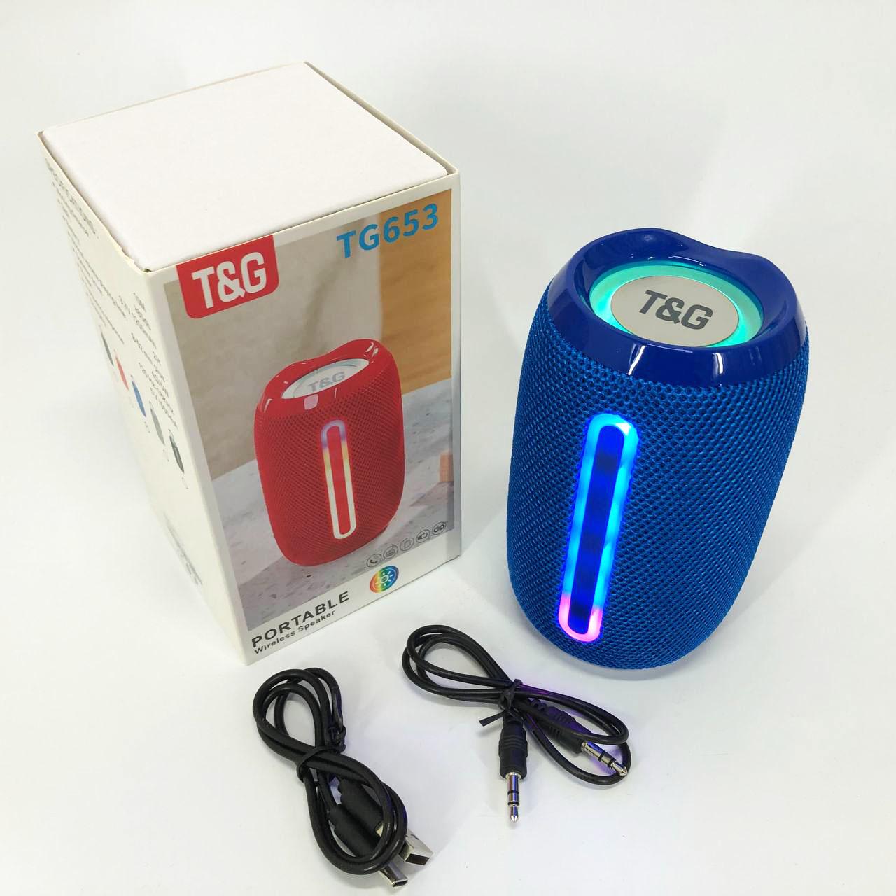 Портативна Bluetooth-колонка TG653 USB з ремінцем Синій - фото 7