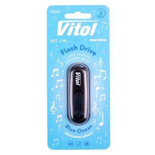 Освежитель воздуха Vitol Flash Drive Blue Ocean на дефлектор (00000061583)