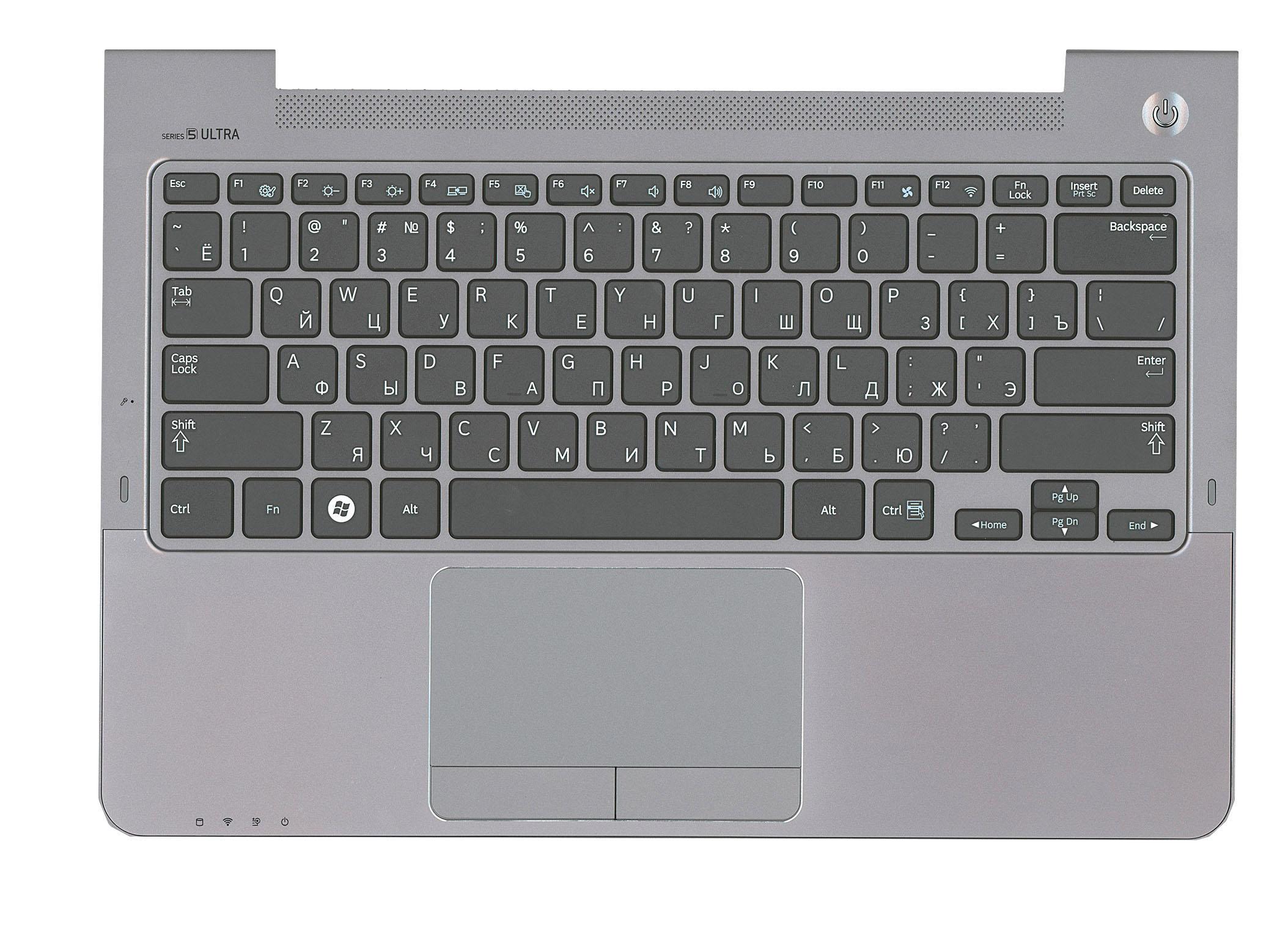 Клавіатура для ноутбука Samsung NP530U3B Gray TopCase Black